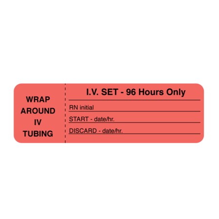 Nevs CMA Hourly IV Tubing -I.V. Set 96 Hours Only 15/16"x3" Flr Red w/Blk NTUBE-7793
